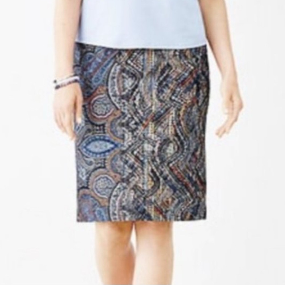 EUC J.Jill Ponte Paisley Print Skirt